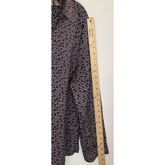 Chico's 3XL Purple Dot Print Blouse Button Down Long Sleeve Minimalist Fall Chic - Picture 7 of 13